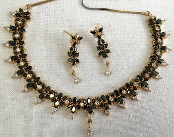 CZ American diamond delicate Necklace earring set 1