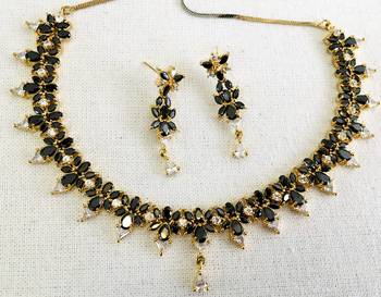 CZ American diamond delicate Necklace earring set 2