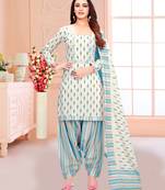 White printed pure cotton salwar