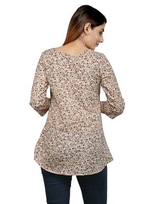 Beige printed cotton cotton-kurtis 2
