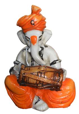 Polyresine Ganesha Playing Dholak Idol 1