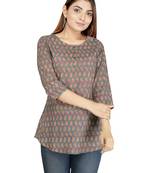 Grey printed cotton cotton-kurtis