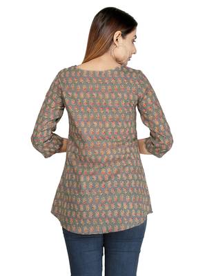 Grey printed cotton cotton-kurtis 2