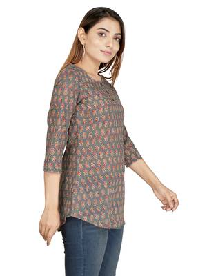 Grey printed cotton cotton-kurtis 3