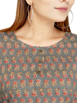 Grey printed cotton cotton-kurtis 5