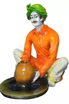 Multicolor Rajasthani Men Making Pots