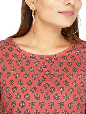 Peach printed cotton cotton-kurtis 5