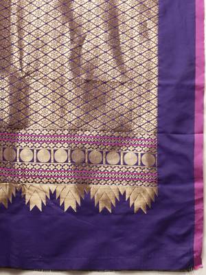purple woven silk blend saree with blouse 3