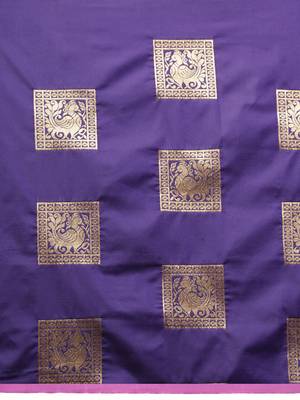 purple woven silk blend saree with blouse 4