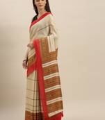 off-white woven jute saree with blouse