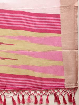 pink woven jute saree with blouse 4