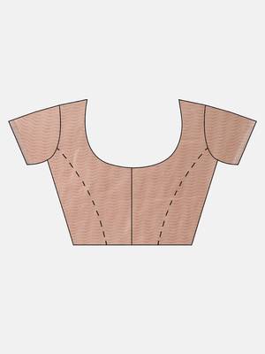 pink woven jute saree with blouse 5
