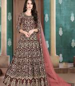 Maroon embroidered georgette salwar Kameez