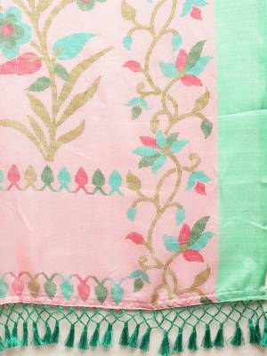 baby-pink woven jute saree with blouse 3