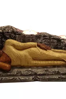 Sleeping Buddha with T lite in Golden
