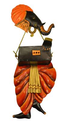 Ganesha Playing Harmonium Red + Black 1