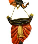 Ganesha Playing Dholak Red + Black