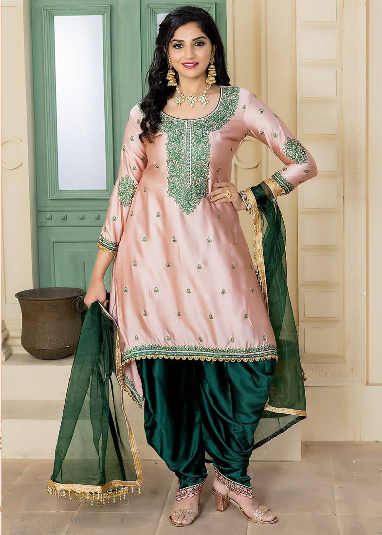 Lemonade Semi Stitched malai satin kameez with salwar in dhoti