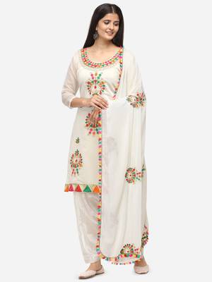 White Unstitched Women's Dress Material 1