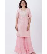 Baby Pink Love Short Kurti with Crushed Sharara
