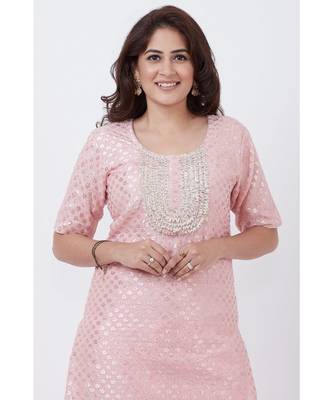 Baby Pink Love Short Kurti with Crushed Sharara 4