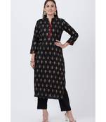 Black Khadi Printed Kurti with Pants