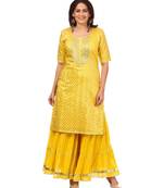 Lemony Lemon Gotta Short Kurti with Gathered Sharara
