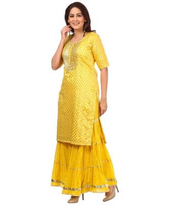 Lemony Lemon Gotta Short Kurti with Gathered Sharara 4