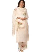 OffWhite Shine Kurti with Embroidered Birds Gotta Palazzo and Embroidered Dupatta