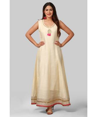 Off-White Silk Gotta Floor Length Kurti 1