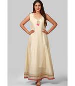 Off-White Silk Gotta Floor Length Kurti