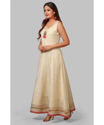 Off-White Silk Gotta Floor Length Kurti 3