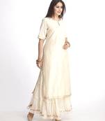Off-White Straight Kurti with Off-White Gota Gathered Sharara