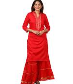 Red Shine Kurti with Gotta Gathered Sharara