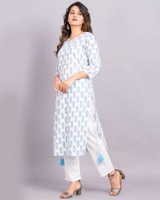 White printed cotton kurtas-and-kurtis 3