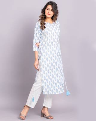 White printed cotton kurtas-and-kurtis 4