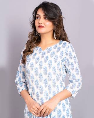White printed cotton kurtas-and-kurtis 5
