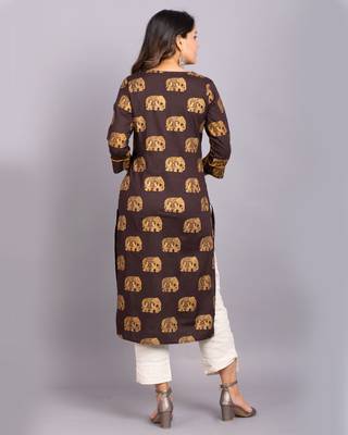 Brown printed rayon kurtas-and-kurtis 2