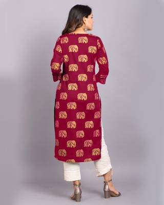 Magenta printed rayon kurtas-and-kurtis 2