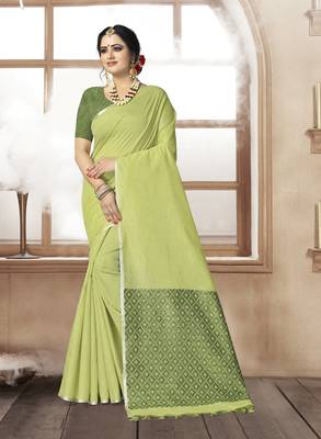 Green Jute Silk Embellished Designer Saree 1