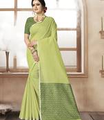 Green Jute Silk Embellished Designer Saree