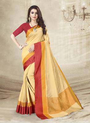 Beige Jute Silk Embellished Designer Saree 1