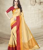 Beige Jute Silk Embellished Designer Saree