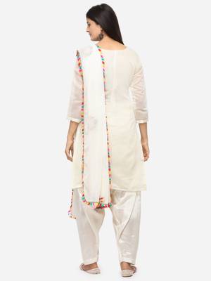 White Unstitched Women's Dress Material 2