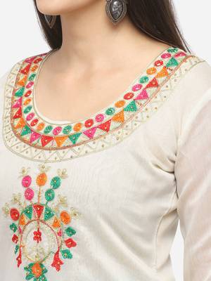 White Unstitched Women's Dress Material 4
