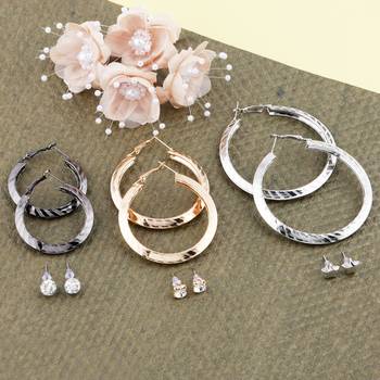 Stylish Fashion Earring Combo 3 Bali With 3 Studs Set  For Women Girls 2