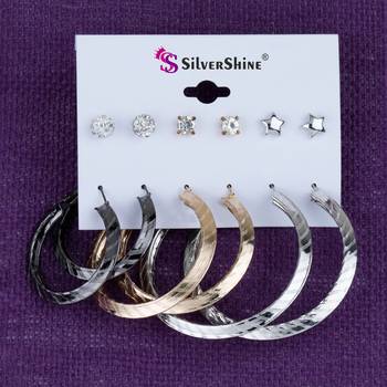 Stylish Fashion Earring Combo 3 Bali With 3 Studs Set  For Women Girls 4