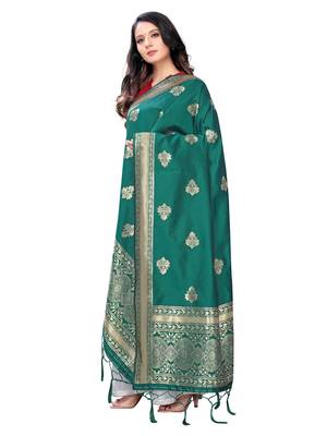 green Poly Silk Banarasi Womens Dupatta 2