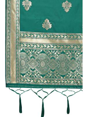 green Poly Silk Banarasi Womens Dupatta 5