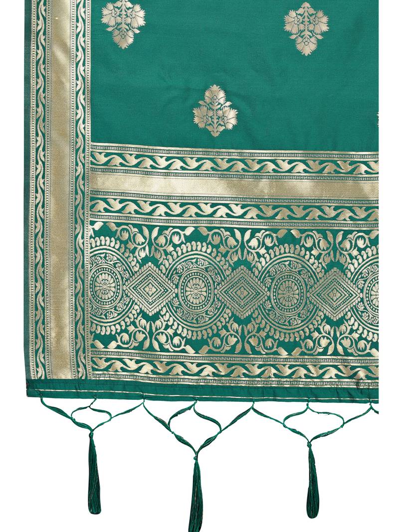 green Poly Silk Banarasi Womens Dupatta